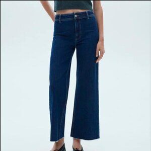 Mango Catherine Wide leg Raw Hem Denim Jeans mng Size US 6  EUR 38